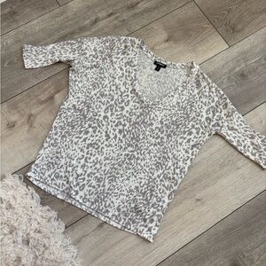 Express Gray Animal Print V-Neck Sweater